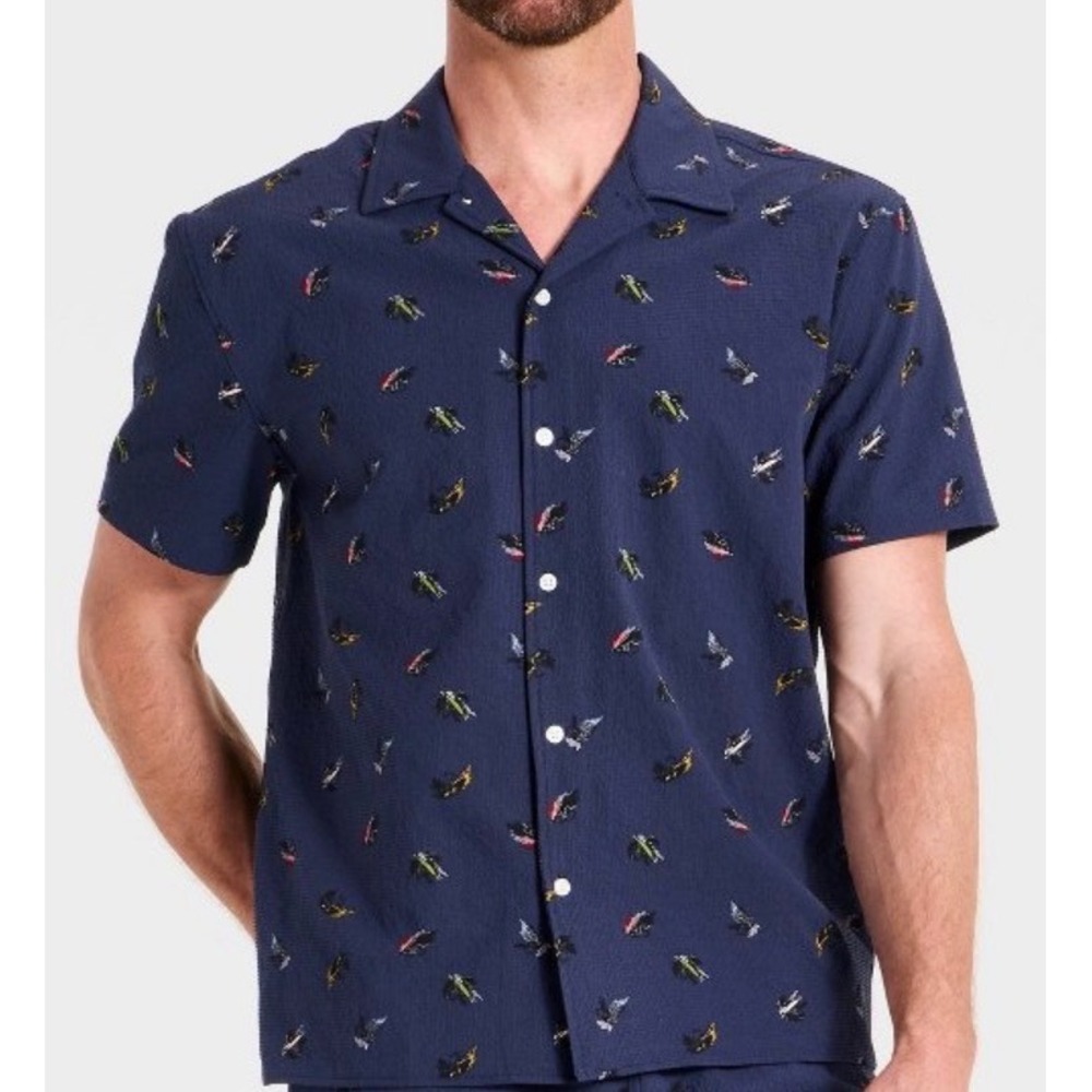 NWT Goodfellow & Co Short Sleeve Great Outdoor Fly Fish Button-Up Shirt Small